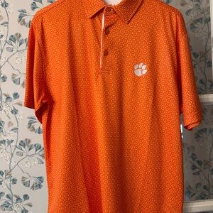 Clemson Orange Polo Shirt with White Paw Print